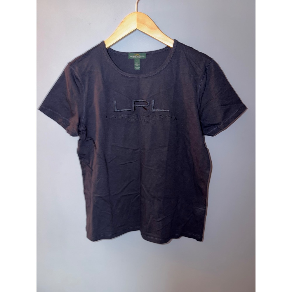 Lauren Ralph Lauren Jeans Co Navy Blue Embroidered Logo Cotton T-Shirt Large